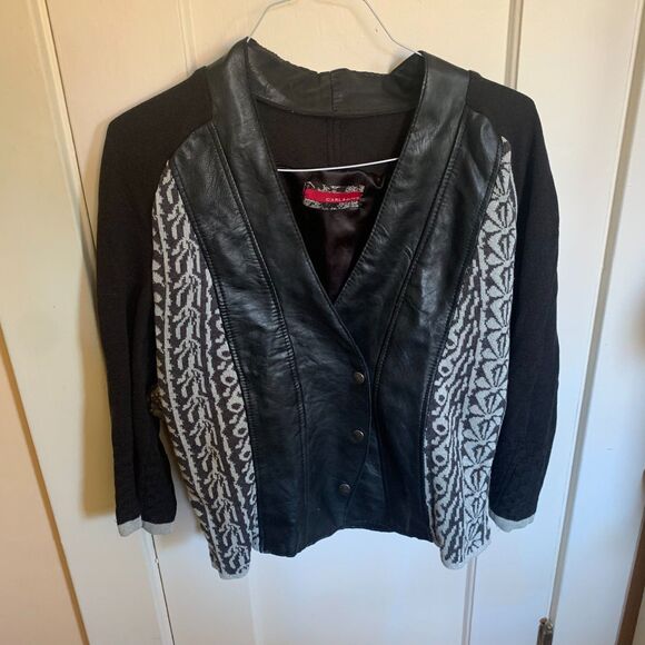 C'ARLA du Nord Leather Sweater Jacket European Sz 46 Scandinavian Design NWOT - Picture 1 of 7